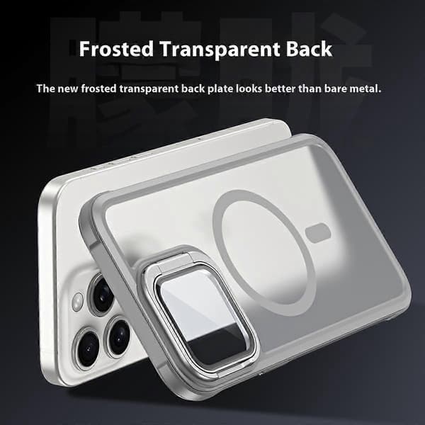 För iPhone 16 Pro Max Kompatibel med MagSafe Linsskydd Kickstand Matt Baksida