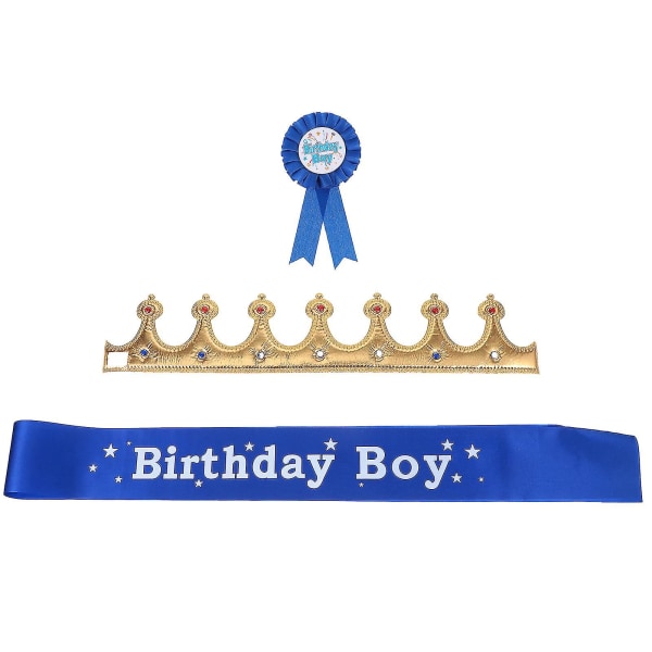 3 kpl Birthday King Crown Sash pojille