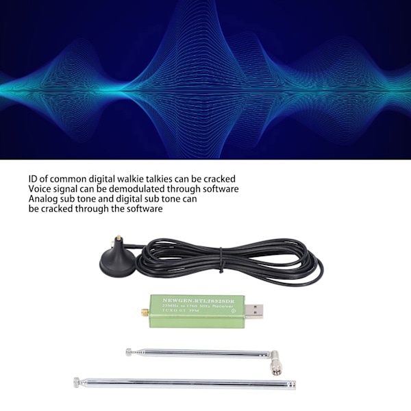 Software Defineret Radio SDR Kit TV Scanner Modtager RTL2832U R820T2 Fuld Bånd 25‑1760MHz