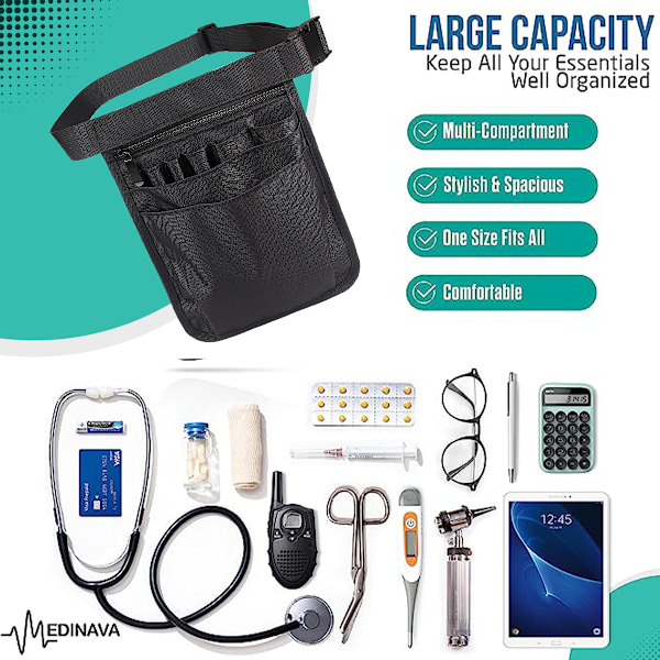 Sjuksköterskeväska för kvinnor och män - Multi-fack sjuksköterskeväska Organizer Utility Medical Gear Höftväska