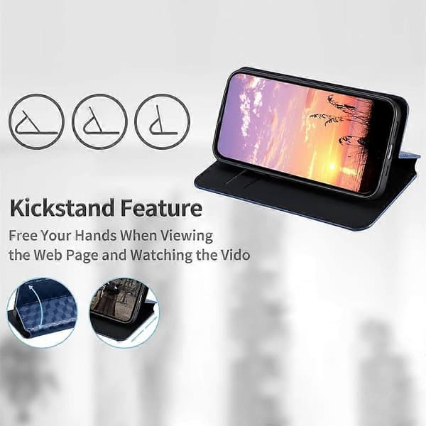 Cubic Grid Texture Flip Leather Phone Case (blå, for Sharp Aquos wish5)