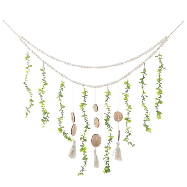 Rustikk vegghengende bildevisning Makrame Boho Treperler Girlander for soveromskontor 1 sett A