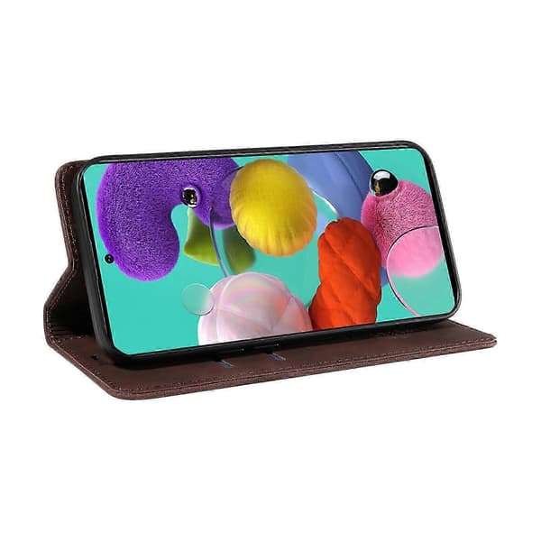 Fodral till Samsung Galaxy A51 4G Läder Folio Plånbok Magnetiskt Skydd...Brun