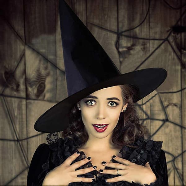Heksehat sort stof Halloween atmosfæredekorationer til 10 stk. A