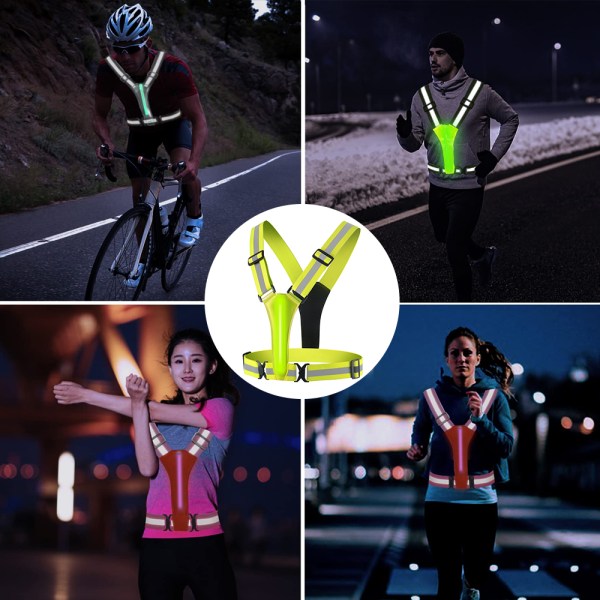 USB Safety Reflekterende Vest LED Night Running Cykling Refleks