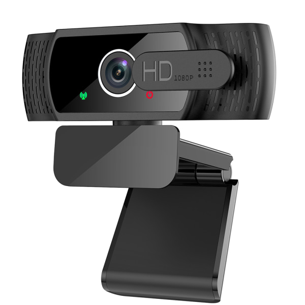 HD1080P webkamera med mikrofon, automatisk lyskorreksjon, USB PC-webkamera med deksel, 110° vidvinkel, PC-kamera for PC, bærbar PC, datamaskin, Linux,