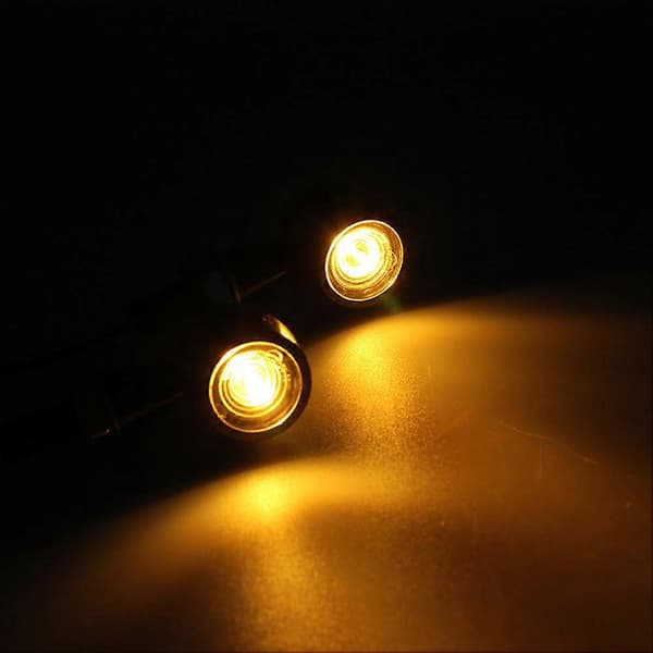 Mini Motorcykel LED Bullet Blinklys Indikator Ravgul Sort Lampe
