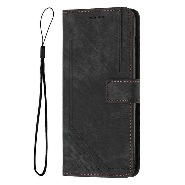 For Honor 400 Smart 5G Stand Etui Prægede Linjer Læder Telefoncover (Sort)