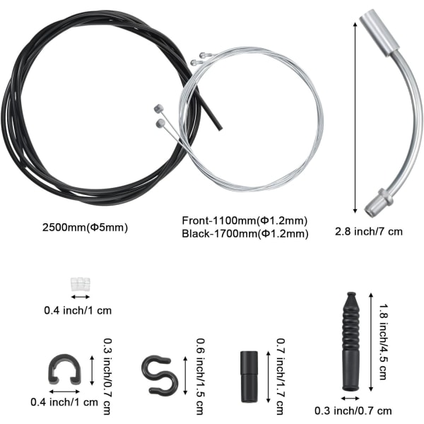 Bicycle brake cable kit, Mmgoqqt, Metal, Silver/Black