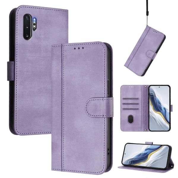 Linjespleisende spenne retro skinntelefondeksel (til Samsung Galaxy Note10+)
