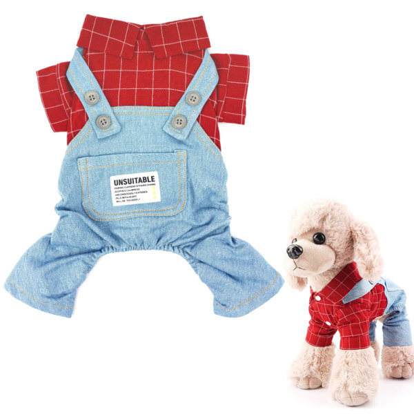Hunde tøj Vasket jeans seler skjorte Kæledyr sommer tynd