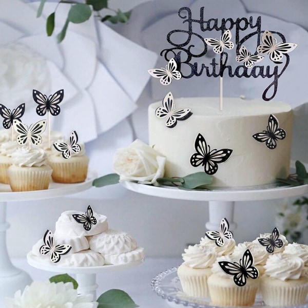 13 stk 3D sommerfugle kage toppers, til piger kvinders fødselsdag