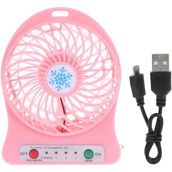 Bärbar Skrivbordsfläkt, Batteridriven & USB-laddad, 3 Hastighetsnivåer Justerbara, Tyst Drift För Hemmakontor, Utsökt Design Med Ficklampa,