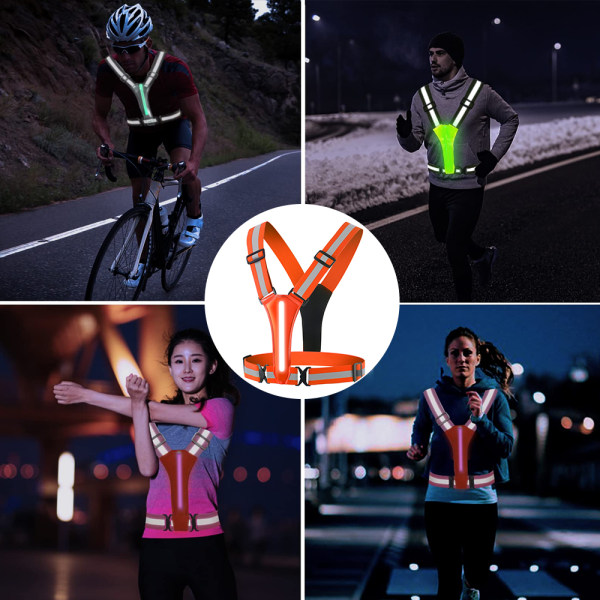 USB Safety Reflekterende Vest LED Night Running Cykling Refleks