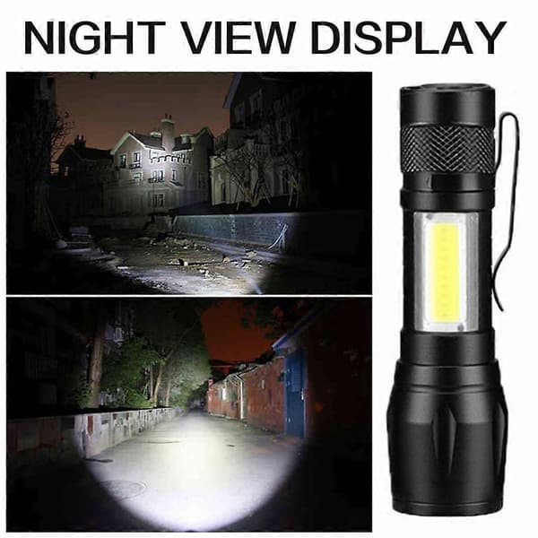 Zoombar LED-lommelykt 3 moduser Mini håndlommelykt for nattfiske camping A