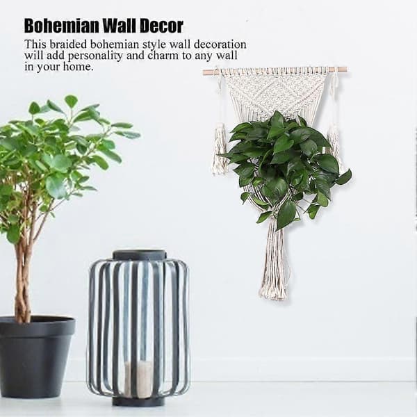 Boho Konst Vävd Väggdekor, Makrame Väggbonad Mysig Känsla Symmetrisk Design för Handgjord Hem Chic Dekoration (Inomhus/Utomhusbruk, Unik Boho A