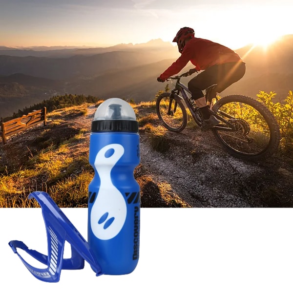 650 ml vesipullo polkupyörätelineen häkkitelineellä pyöräilyyn maastopyörille (sininen+valkoinen)
