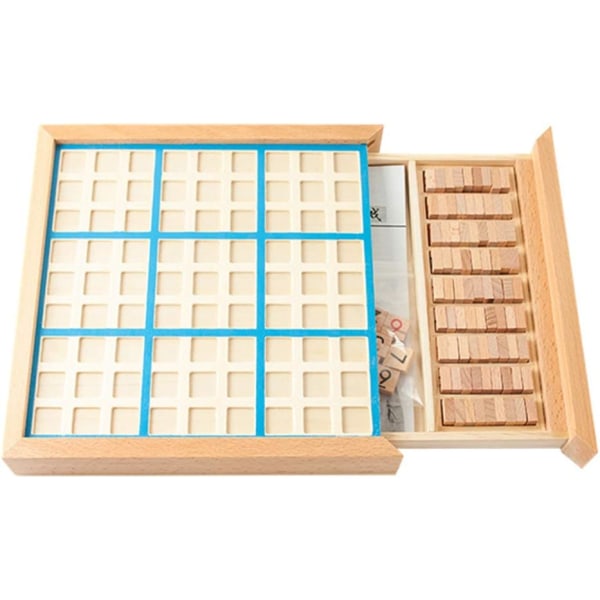 Sudoku-puslespillbrett av tre, Sudoku-spillsett med skuff