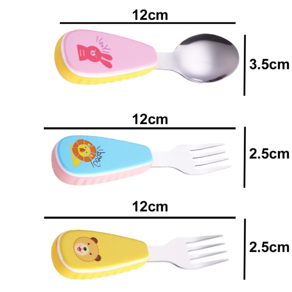 Silikongrepp, Babyskedar + Gafflar | Bestick i Rostfritt Stål