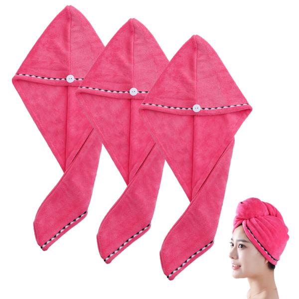 3 STK Microfiber Hårhåndkle, Wrap Hårhåndklær, Super