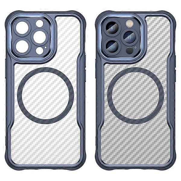 Kompatibel med iPhone 13 Pro Magnetiskt telefonfodral TPU+PC Baksida Kolfibertextur A