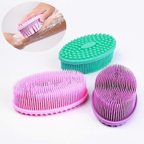 2025 Silikone Kropsskrubber Loofah - Sæt med 3 bløde eksfolierende kropsbadebruser skrubber Loofah børste til A
