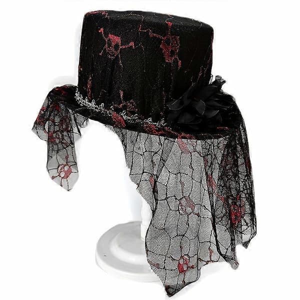 Halloween kranie blonde tophat med sort net slør - perfekt til kostumefester og festivaler til Halloween, juleaften [MI] A