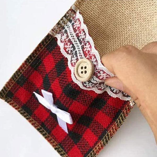 Rustik Bröllop Bestickficka, Jute Bestickhållare med Spets, Perfekt för Möhippor och Rustika Teman, Ger Charm till Ditt Evenemangs Bord