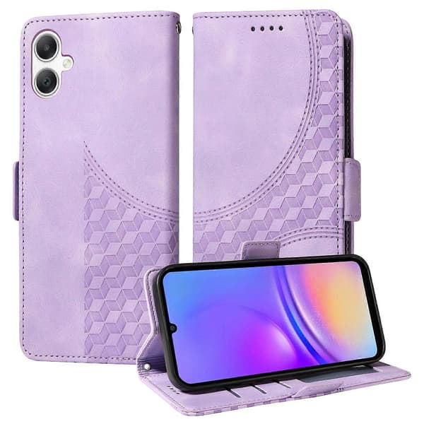 För Samsung Galaxy A07 4G/A06 4G/A06 5G Läderfodral Plånbok Rombpräglat Telefonfodral Stativ med