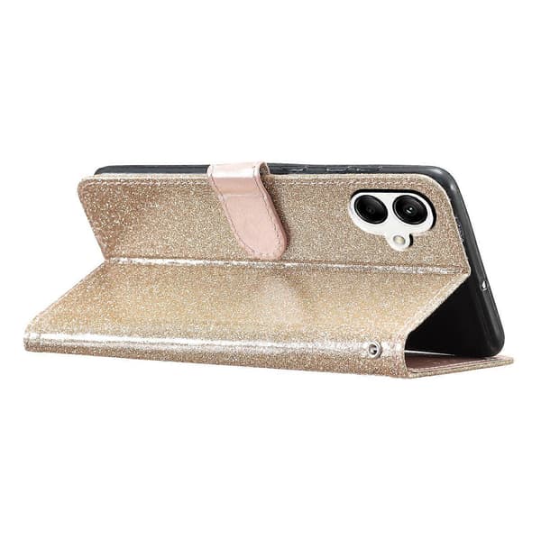 För Samsung Galaxy A06 4G Plånboksfodral Glitter Anti-Scratch Läder Telefonfodral Stativ A