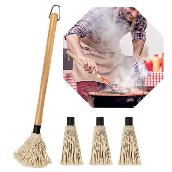 BBQ Basting Mops 18 tommer Grill Basting Brush Trehåndtak med A