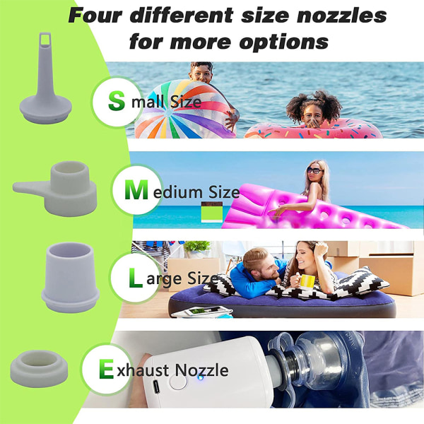 Bärbar luftpump, elektrisk luftmadrasspump för gummibåtar wi