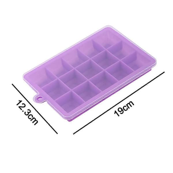 2-pack isbitsformar i silikon med lock, lättsläppande isbitsformar för whisky, barnmat, silikonkakform - lila + grön - 15 A