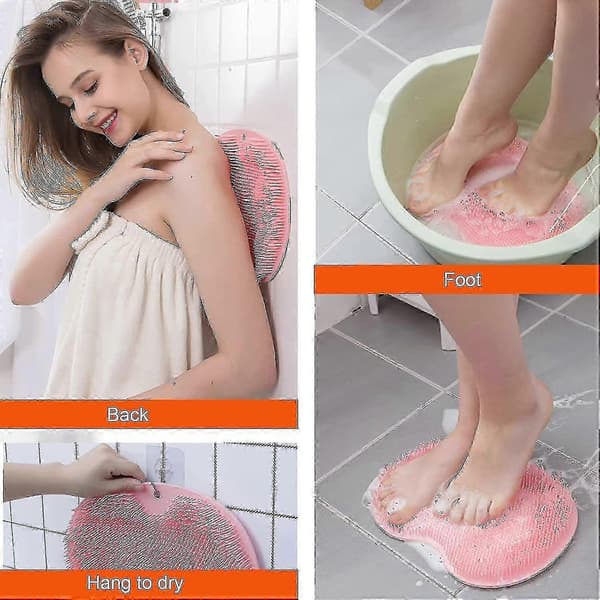 Badmassageborste med sugkoppar, väggmonterad 2-pack silikonryggskrubb A
