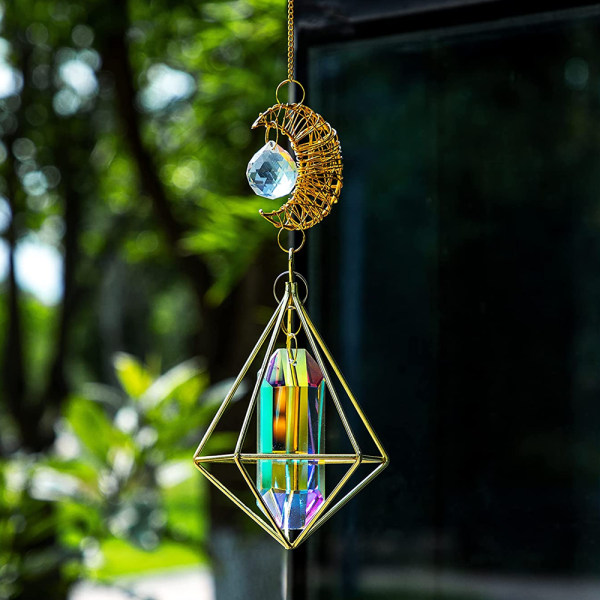 Moon Sun Catcher ljuskrona trädgård hängande prisma dekoration
