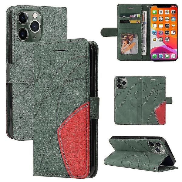 Fodral för iPhone 11 Pro Läder Plånbok Bok Flip Folio Stativ Visningsskydd - Grön A