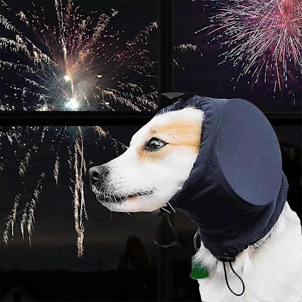 Hundebluse til beroligelse - Hættetrøje til beskyttelse mod støj til kæledyr - Bløde ørekopper til kæledyrsbeskyttelse (Blå, M)