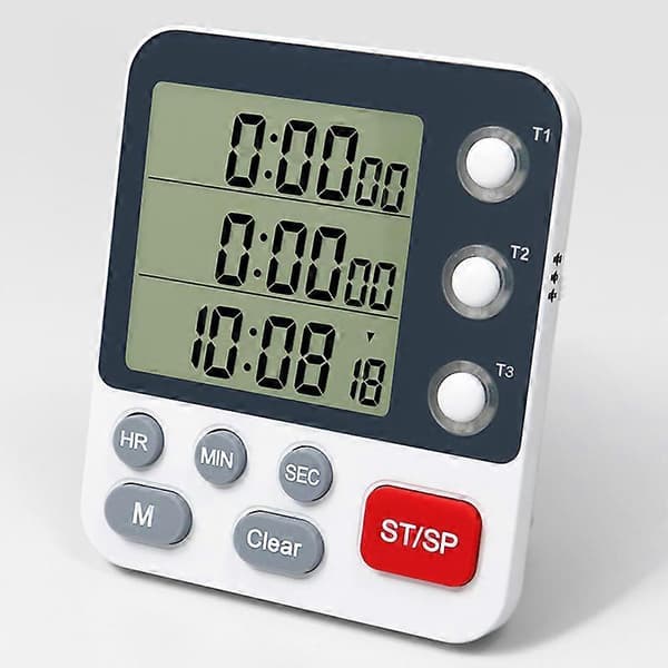 Digital kökstimer med minnesfunktion stor LCD-display 3 oberoende timing tidshanterare för A