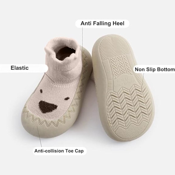 1 pari baby sukkakenkiä, toddler , pehmeä kumipohja, liukumaton lattiatossu pojille, tytöille, ensimmäisellä kävelyllä (12,6 cm)