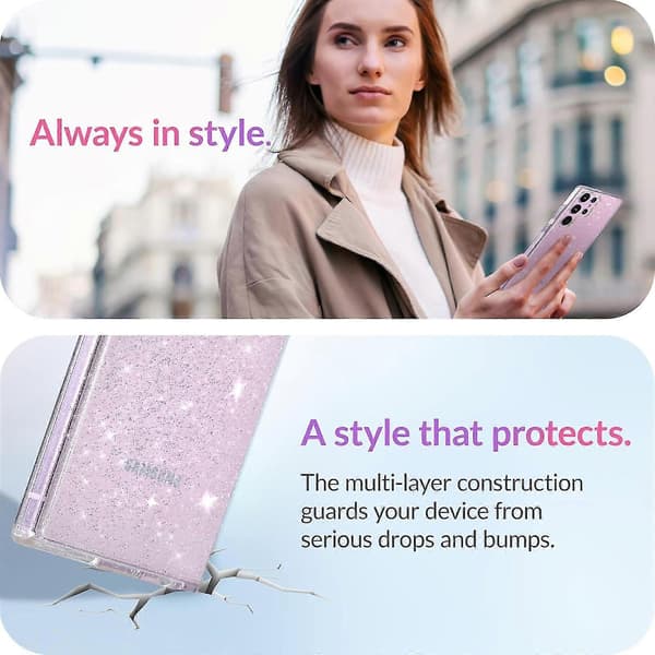 Til Samsung Galaxy S24 Plus 5g, Glitrende Klart Robust Telefondeksel For Kvinner