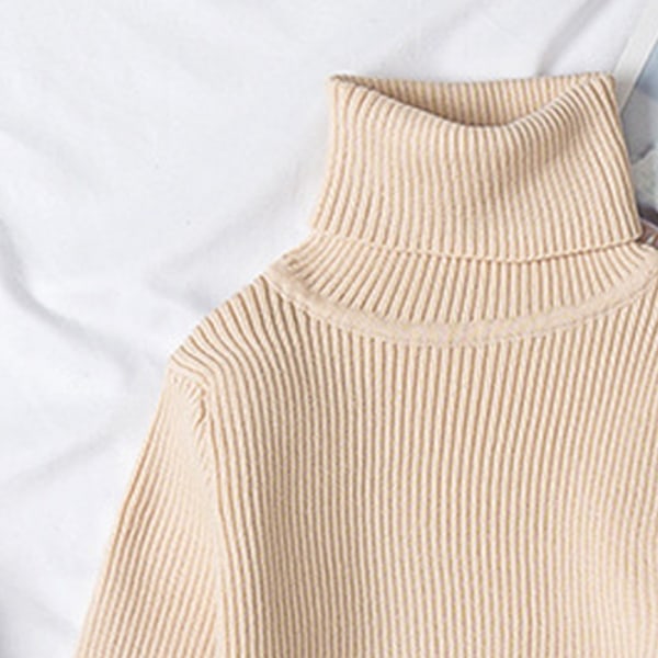 Børne rullekrave langærmet sweater Basic Solid Fine Strik Warm S