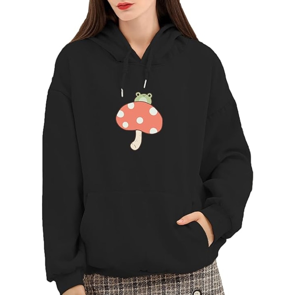 Søde sweatshirts til kvinder Skateboarding Frog Langærmet bomuld H