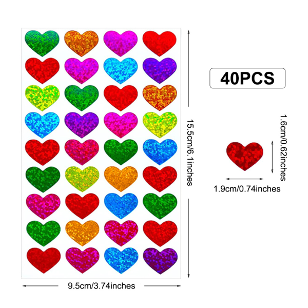 Hjärtklistermärken för dekoration Färgade etiketthjärtan för konst,