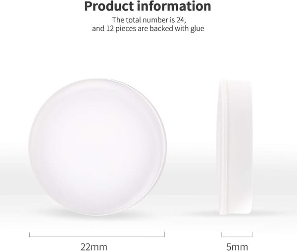 24 STK Silikon Elastisk Pad - Selvklebende Silikonpute for Vegger, Skap og Glass Ø 22mm