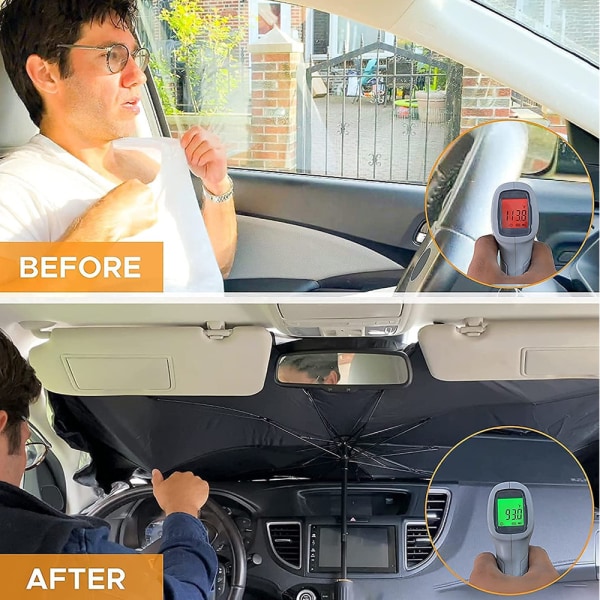 Den sammenleggbare paraplysolskjermen på bilfrontruten kan blokkere ultrav