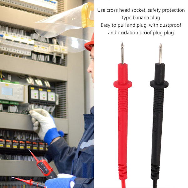 5-sæt J.30031 Multimeter-sonder Universal Testledninger 2mm 10A Bananstik Nålepen Tilbehør