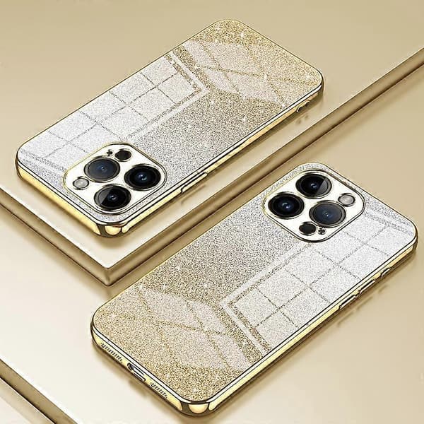 För iPhone 14 Pro Mobilskal Gradient Glitter Exakta Utskärningar Anti-rep TPU-fodral A