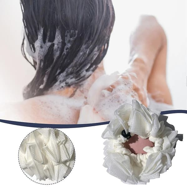 Superbløde eksfolierende loofah-brusebolde, ophængelig skrubbehåndklæde, badebold til vask af hele kroppen A