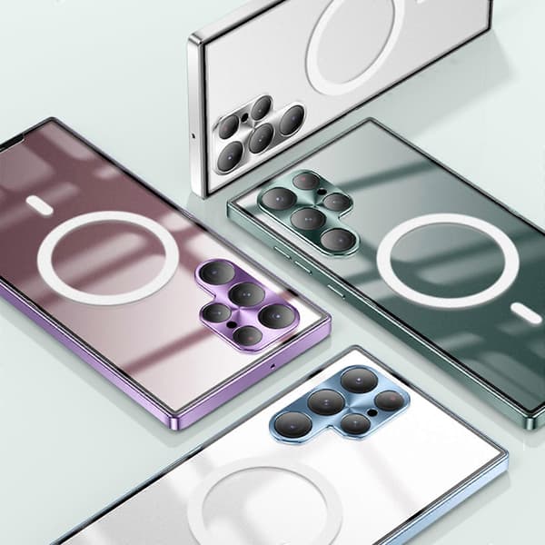 Til Samsung Galaxy S21 frostet metalltelefondeksel blå
