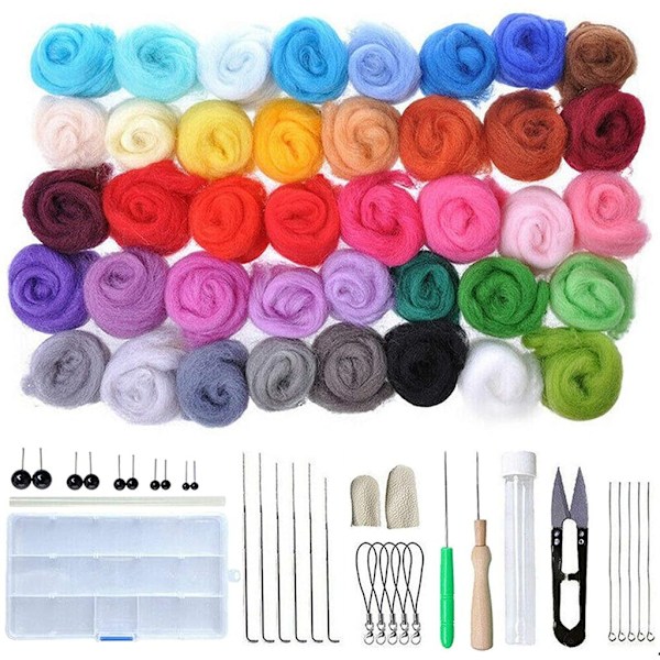 Artisan's Dream Fiber Ullgarn: Naturlig Ull Återförslutningsbar Förpackning För Nålfiltning, 40 Färger